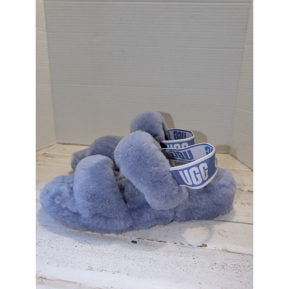 UGG "Oh Yeah" Women's Genuine Fur Slide Slipper/Comfort Shoe (Lilac Blue) - US 8